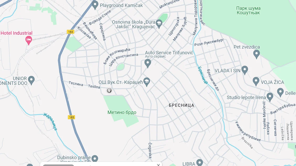 map hostel Kragujevac, where is the hostel Fiona as it arrives the fastest